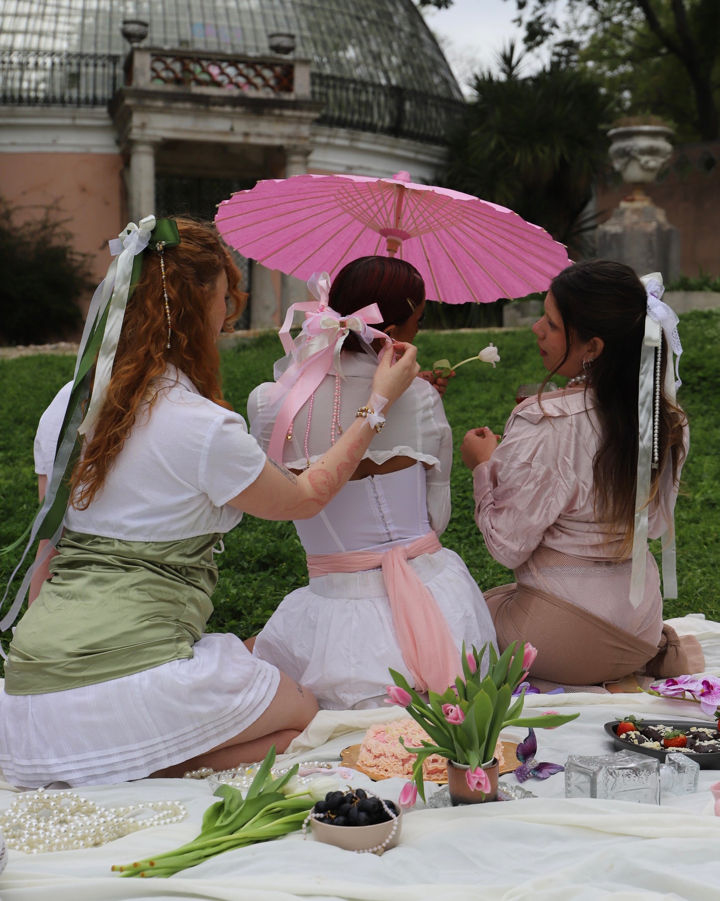 models wearing different bows